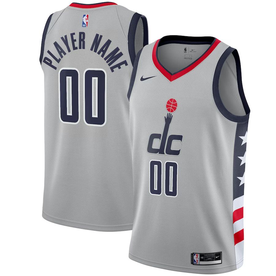 Men Washington Wizards Nike Gray City Edition Swingman Custom NBA Jersey